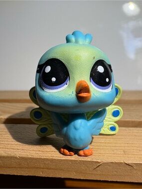 Mini LPS Littlest Pet Shop Blue Green Peacock Bird Figure #61